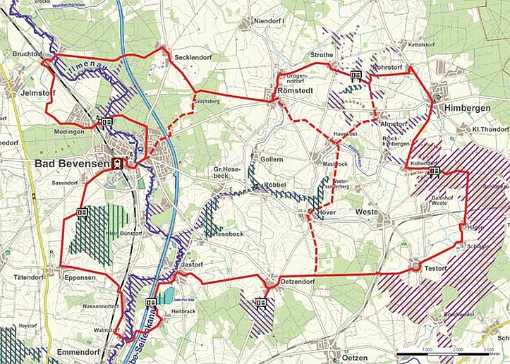 Auszug aus der Karte E-BIKE-TOUREN LNEBURGER HEIDE/WENDLAND